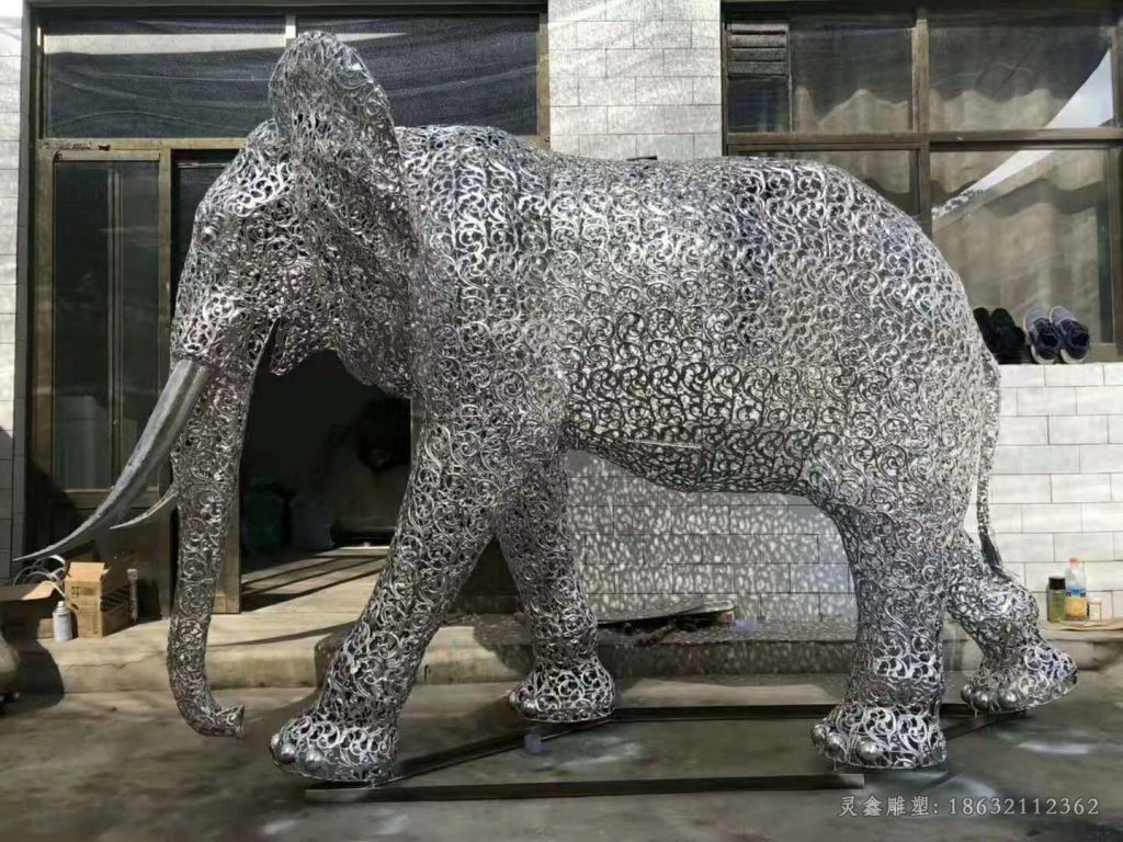 不锈钢大象雕塑 (23)