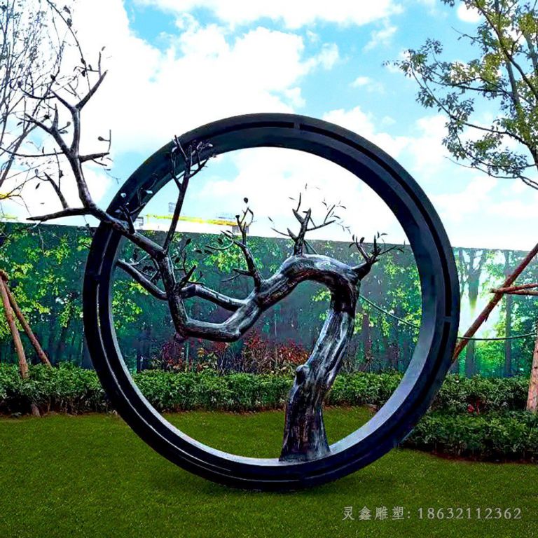 不锈钢圆环抽象雕塑