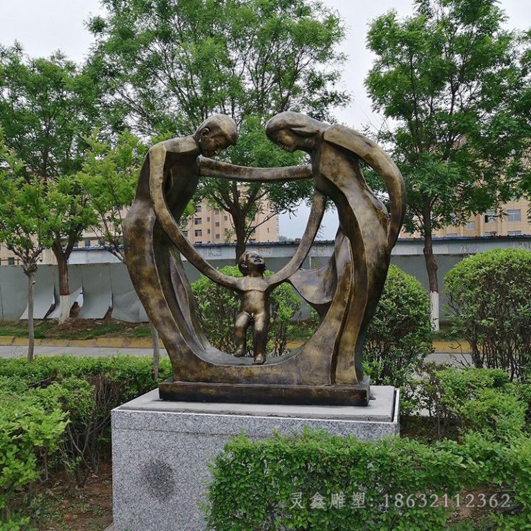 抽象一家三口人物铜雕