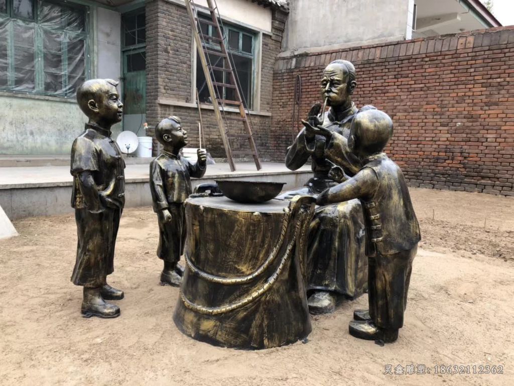 吹糖人人物景观铜雕