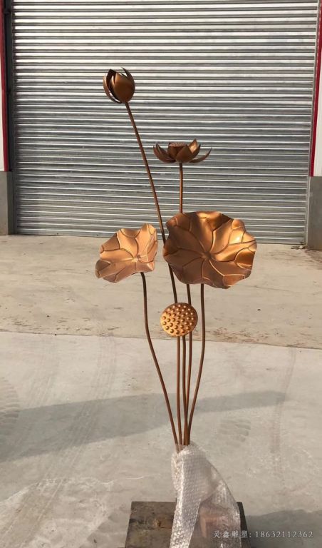 荷花景观标志铜雕