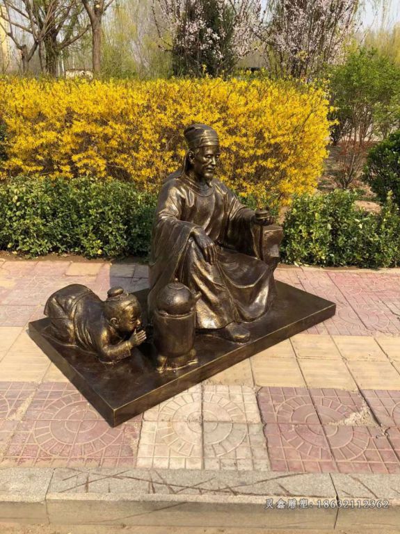 茶文化品茶人物铜雕