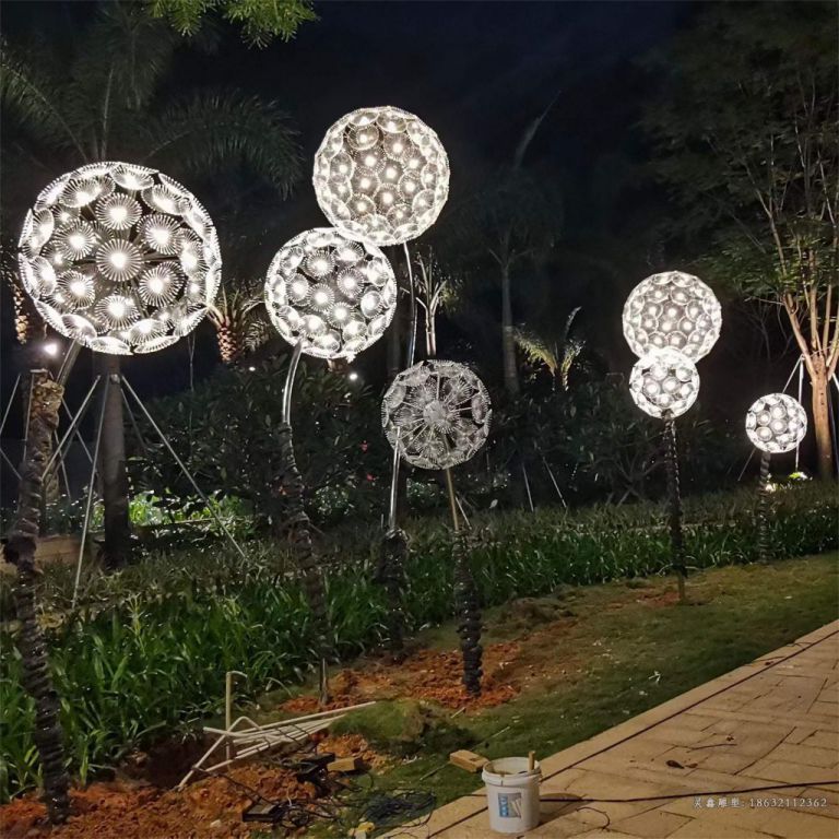 发光蒲公英不锈钢雕塑