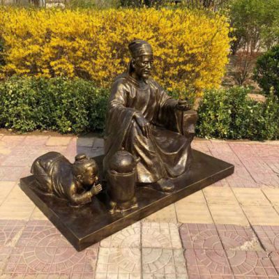 茶文化品茶人物铜雕