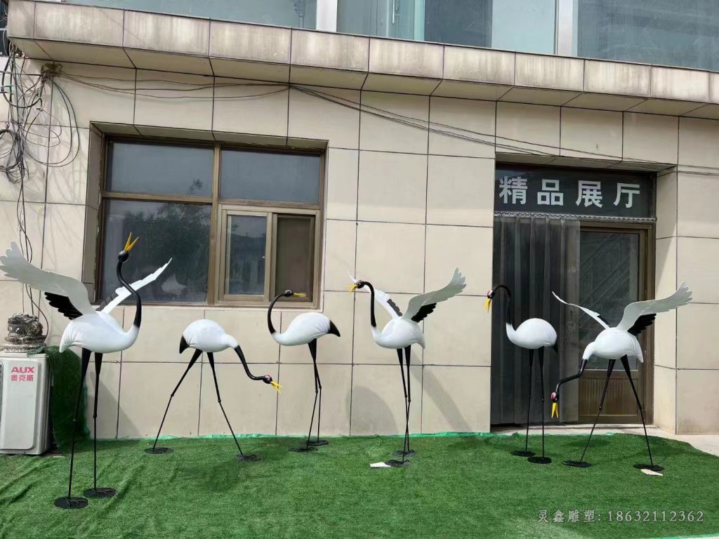 群鹤动物不锈钢雕塑