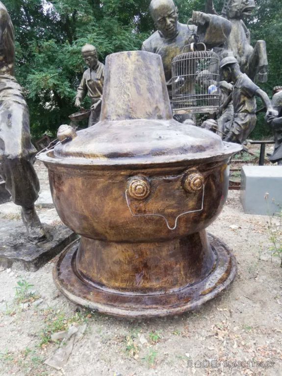 吃火锅人物景观铜雕