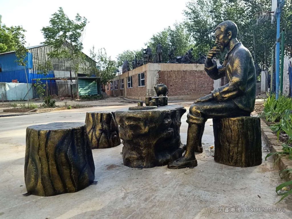 茶文化品茶景观铜雕