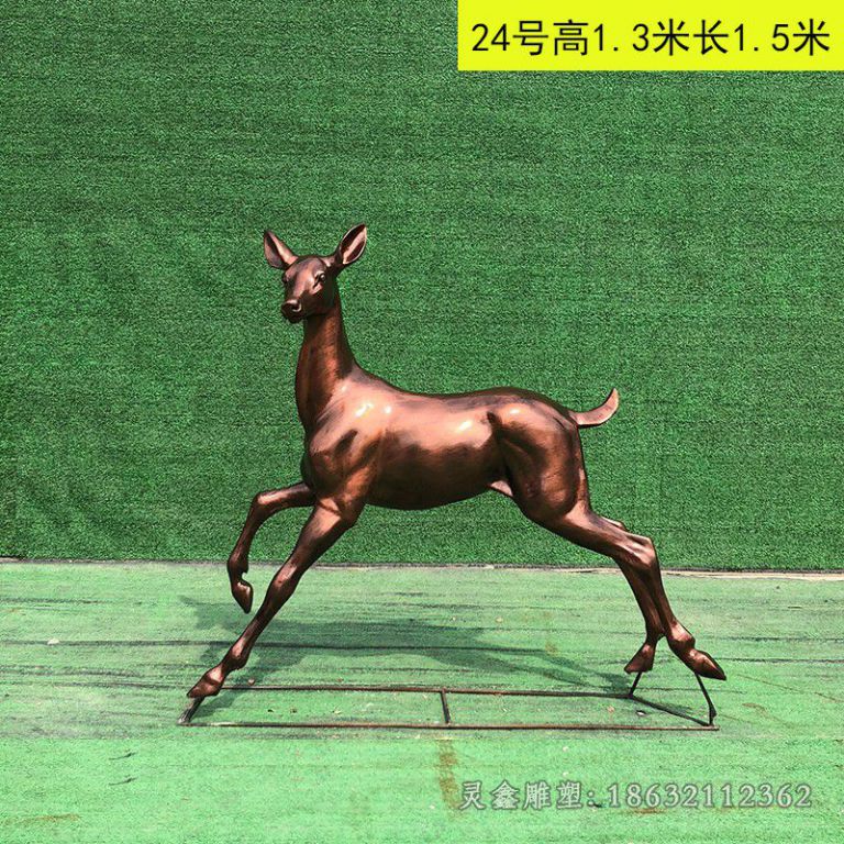 奔跑小鹿动物铜雕