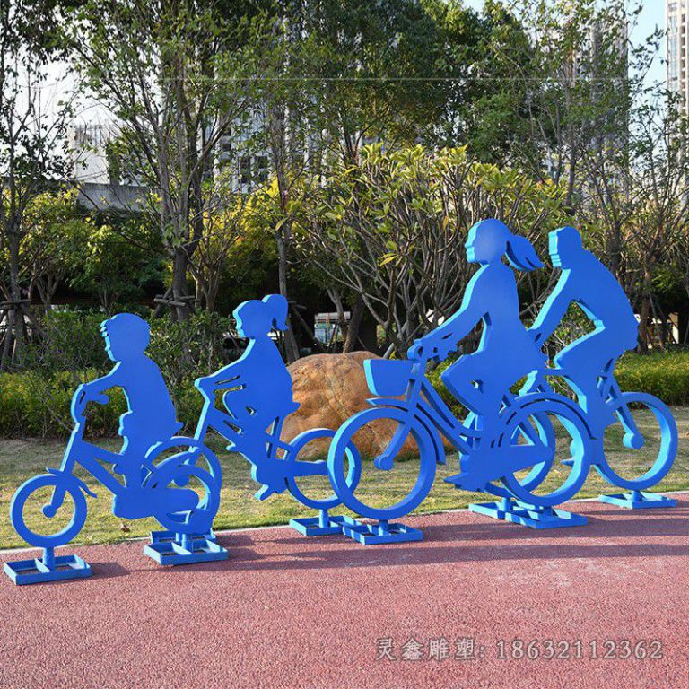 不锈钢骑自行车人物雕塑