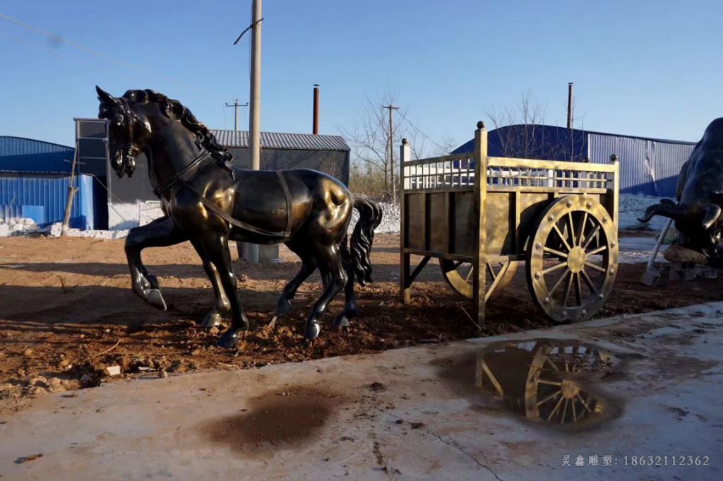 古代马车景观铜雕