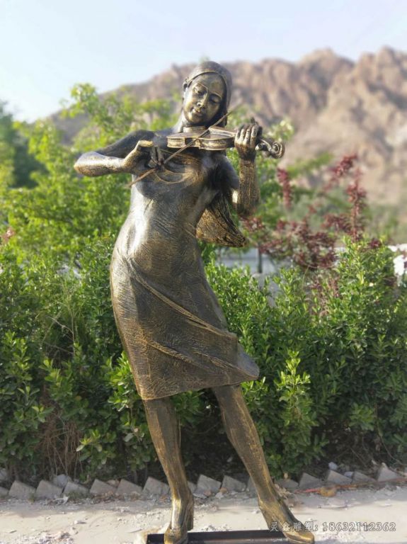 拉小提琴人物景观铜雕