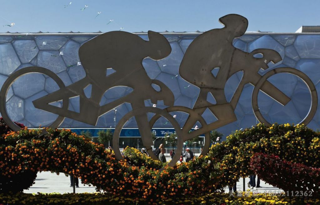 不锈钢自行车人物雕塑