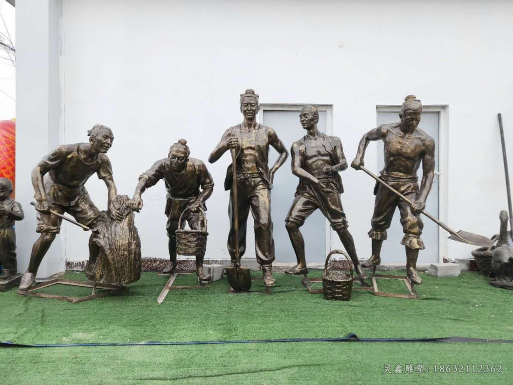 农耕景观人物铜雕