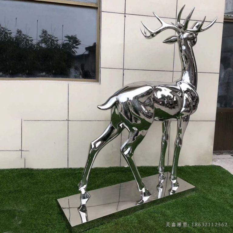 镜面鹿不锈钢雕塑
