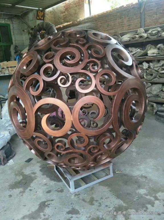 不锈钢镂空球标志雕塑