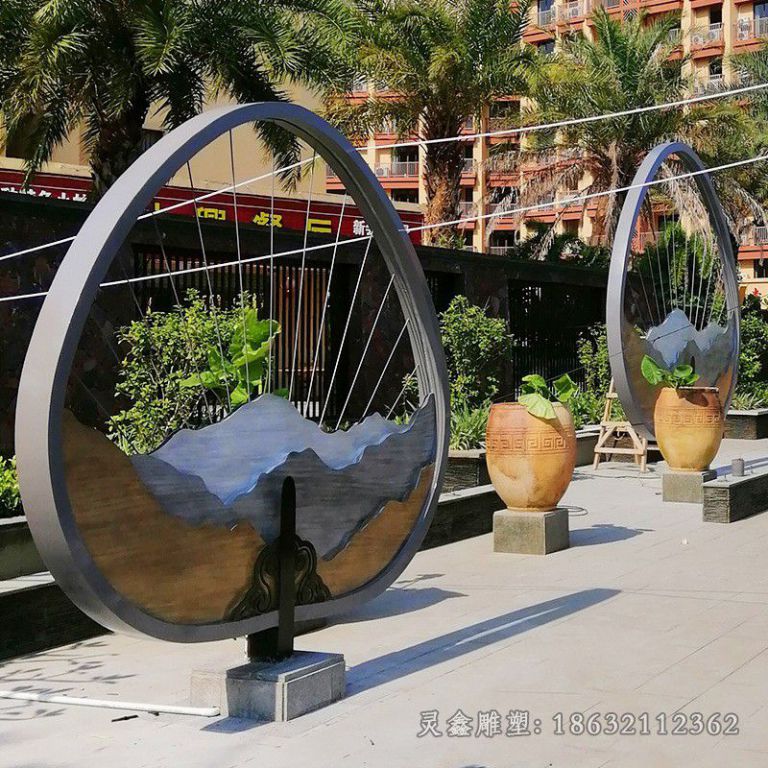 不锈钢扇子标志雕塑