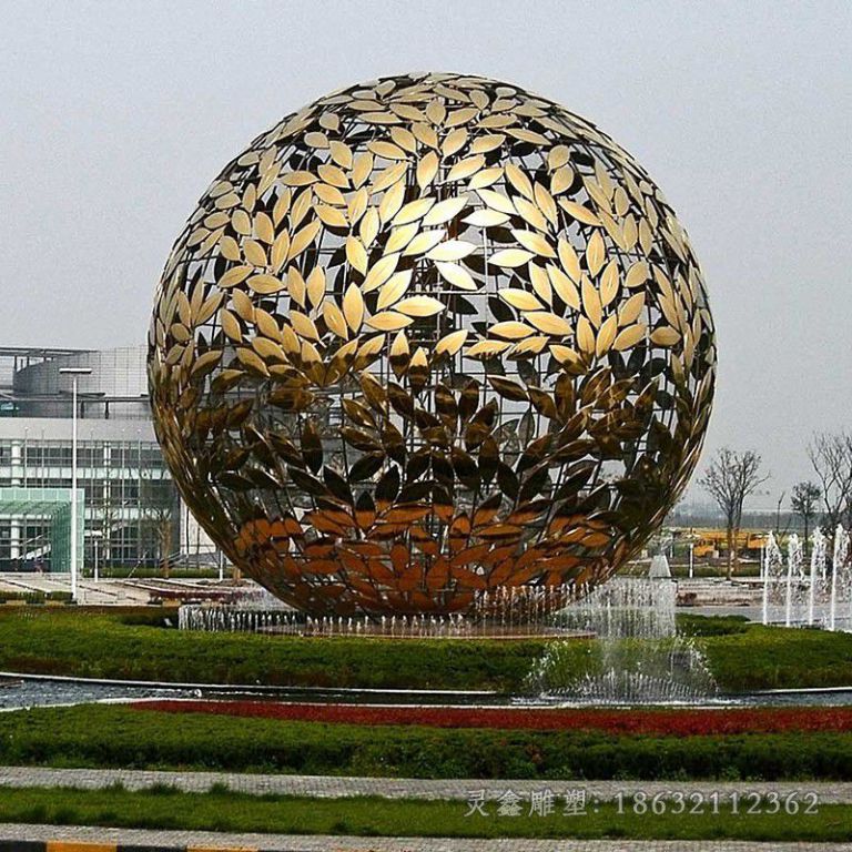 不锈钢镂空球标志雕塑