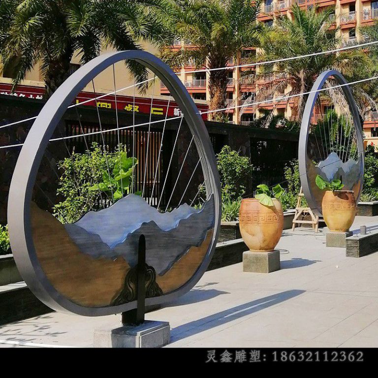 不锈钢扇子标志雕塑