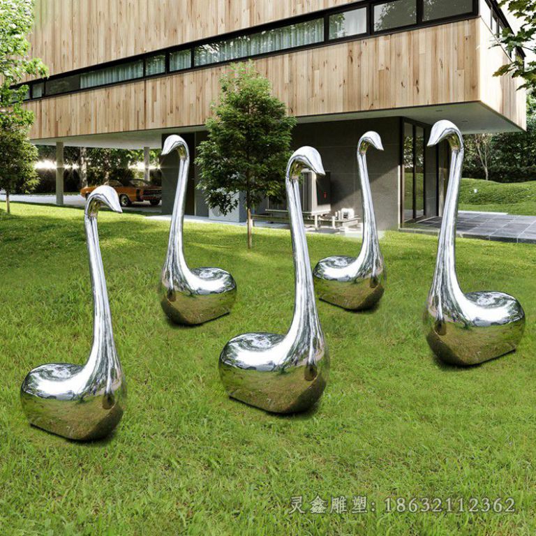 不锈钢天鹅动物雕塑