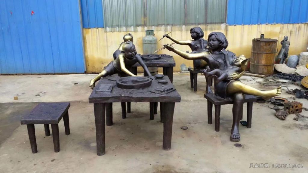 庭院吃饭人物铜雕