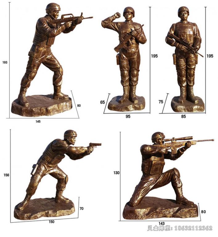 现代军人景观铜雕