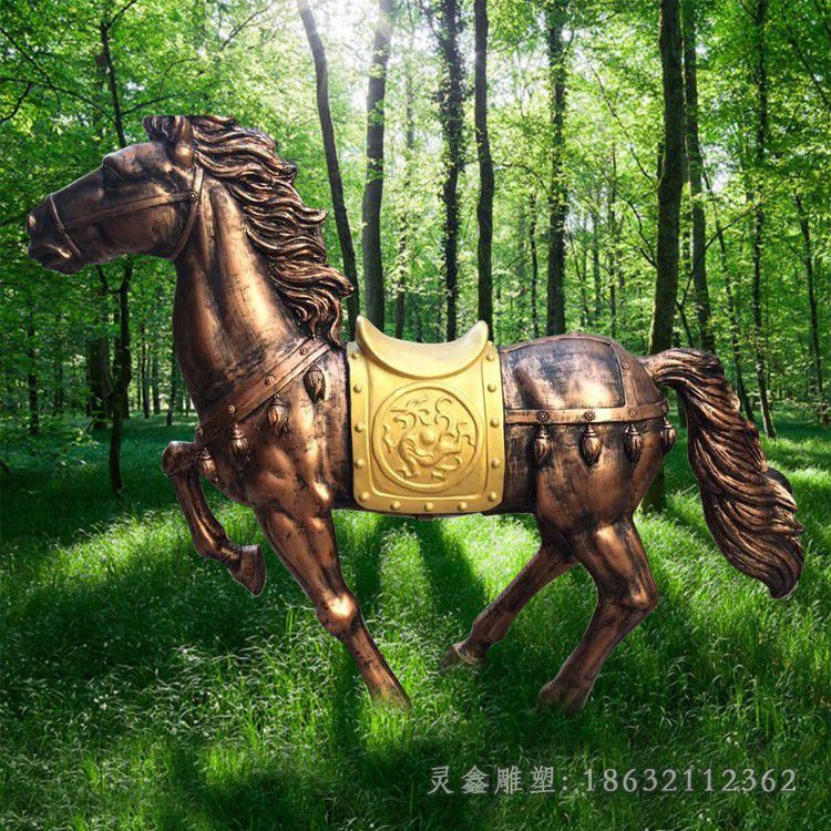 园林奔跑马动物铜雕
