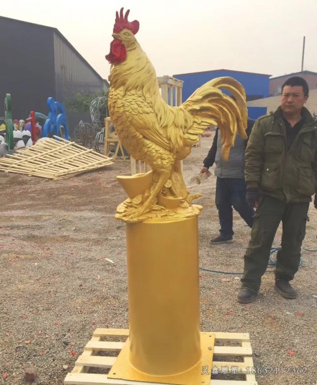 招财鸡景观铜雕