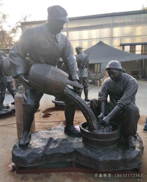 军民一家亲人物铜雕