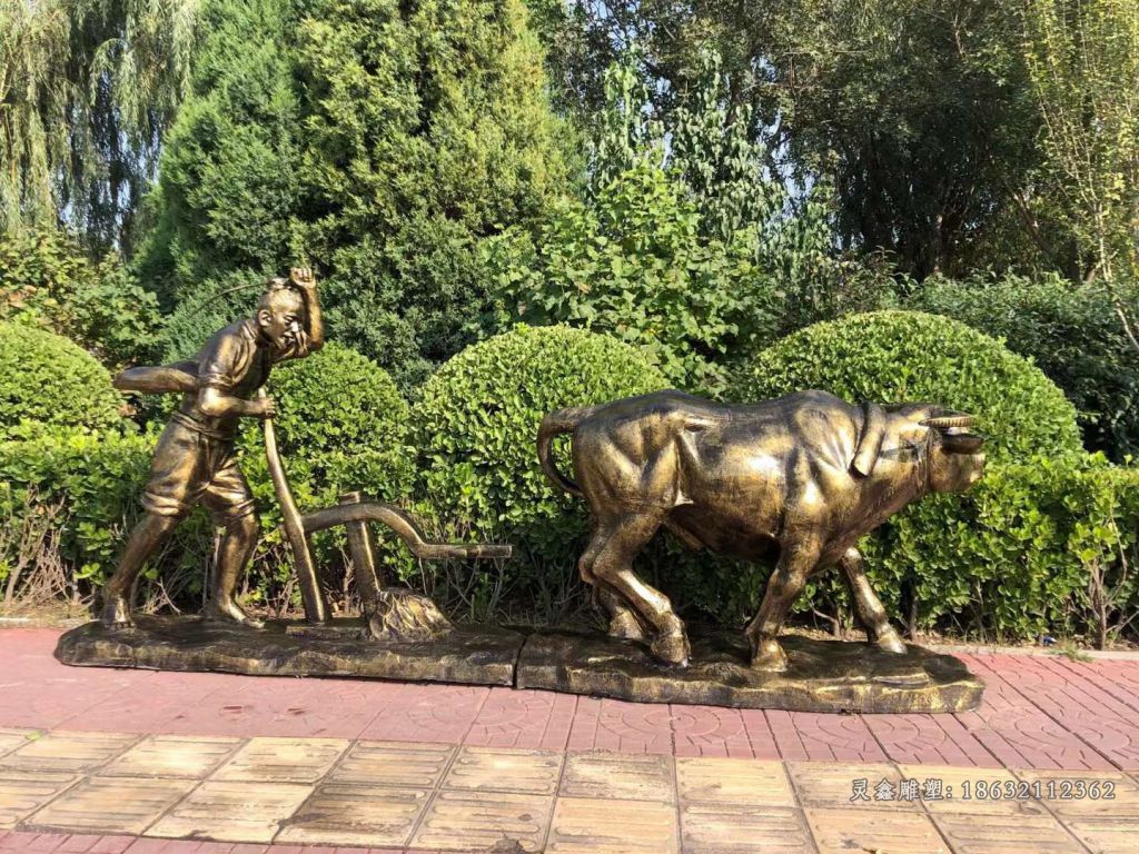 农耕文化耕地铜雕