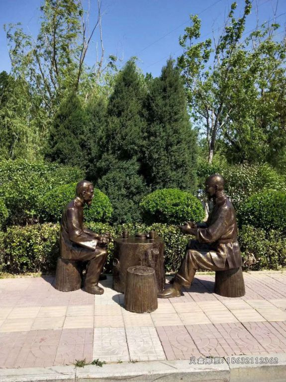品茶古代人物公园铜雕