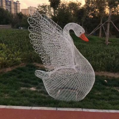 不锈钢镂空天鹅雕塑