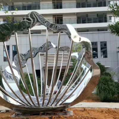 不锈钢扇贝景观雕塑