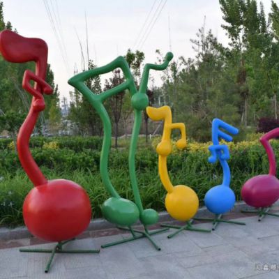 彩绘不锈钢音符雕塑