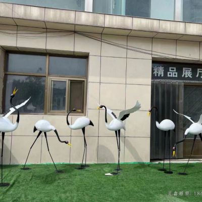 群鹤动物不锈钢雕塑