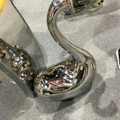 镜面天鹅动物不锈钢雕塑
