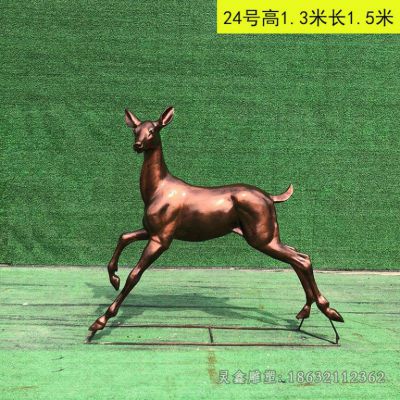 奔跑小鹿动物铜雕