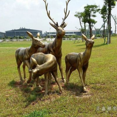 梅花鹿园林景观铜雕