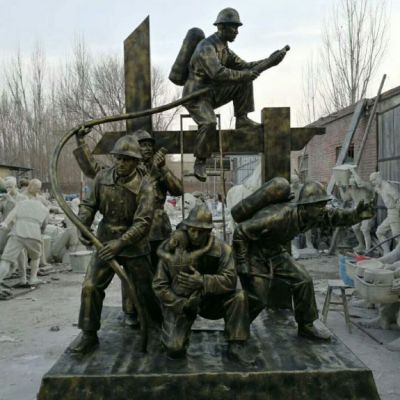 消防员人物景观铜雕