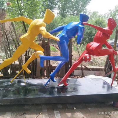 踢足球不锈钢人物雕塑