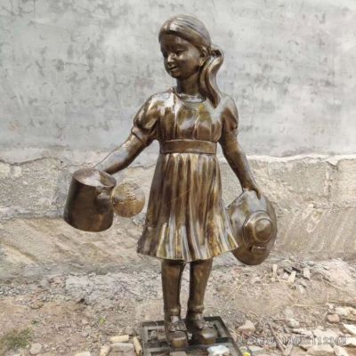 浇水小女孩人物铜雕