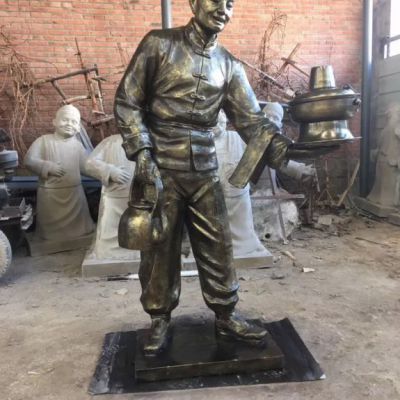 卖火锅人物景观铜雕