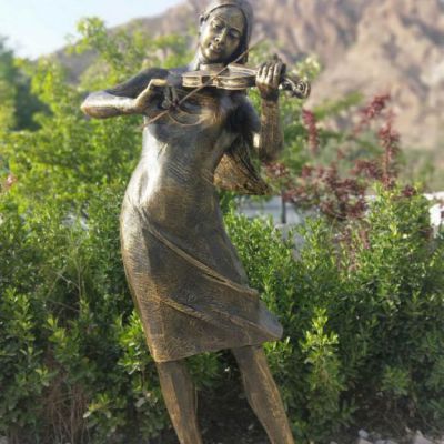 拉小提琴人物景观铜雕