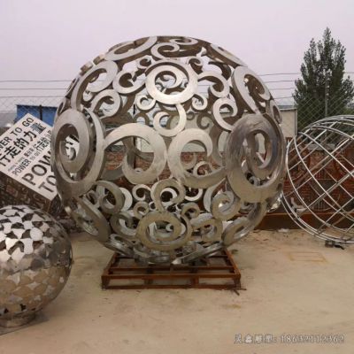 镂空球标志不锈钢雕塑