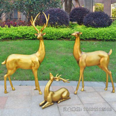 不锈钢动物鹿景观雕塑