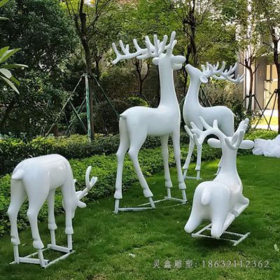 不锈钢白色小鹿雕塑