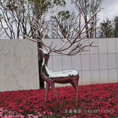 镜面梅花鹿不锈钢雕塑