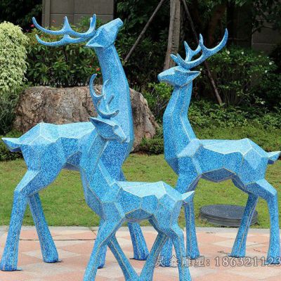 彩绘几何鹿不锈钢雕塑