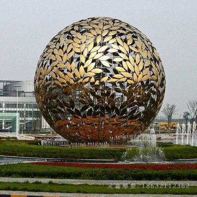 不锈钢镂空球标志雕塑