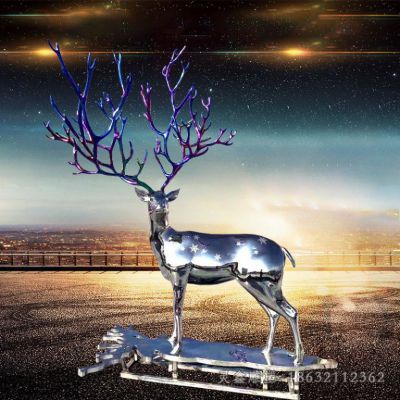 不锈钢梅花鹿动物雕塑