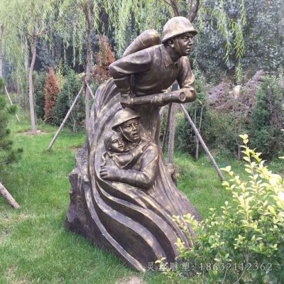 消防员人物景观铜雕